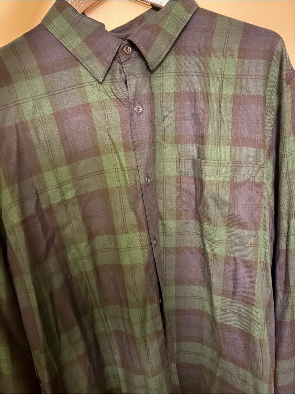 Vince Green and Brown Plaid Long-Sleeve Button-Down Shirt